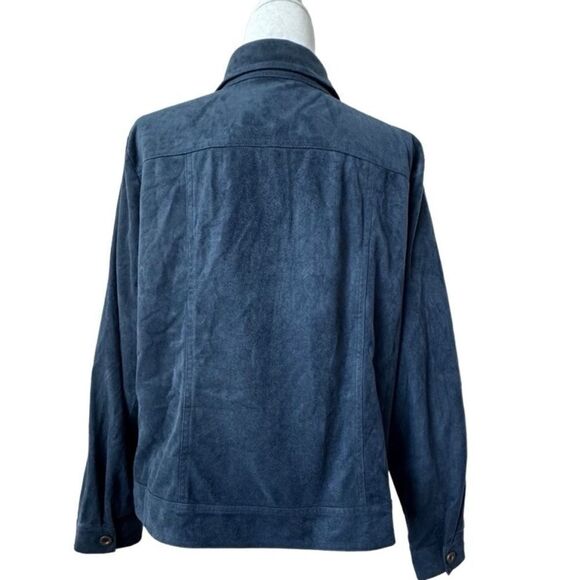 Ultra Suede Blue Jacket Military Style Long Sleeve - Picture 2 of 14